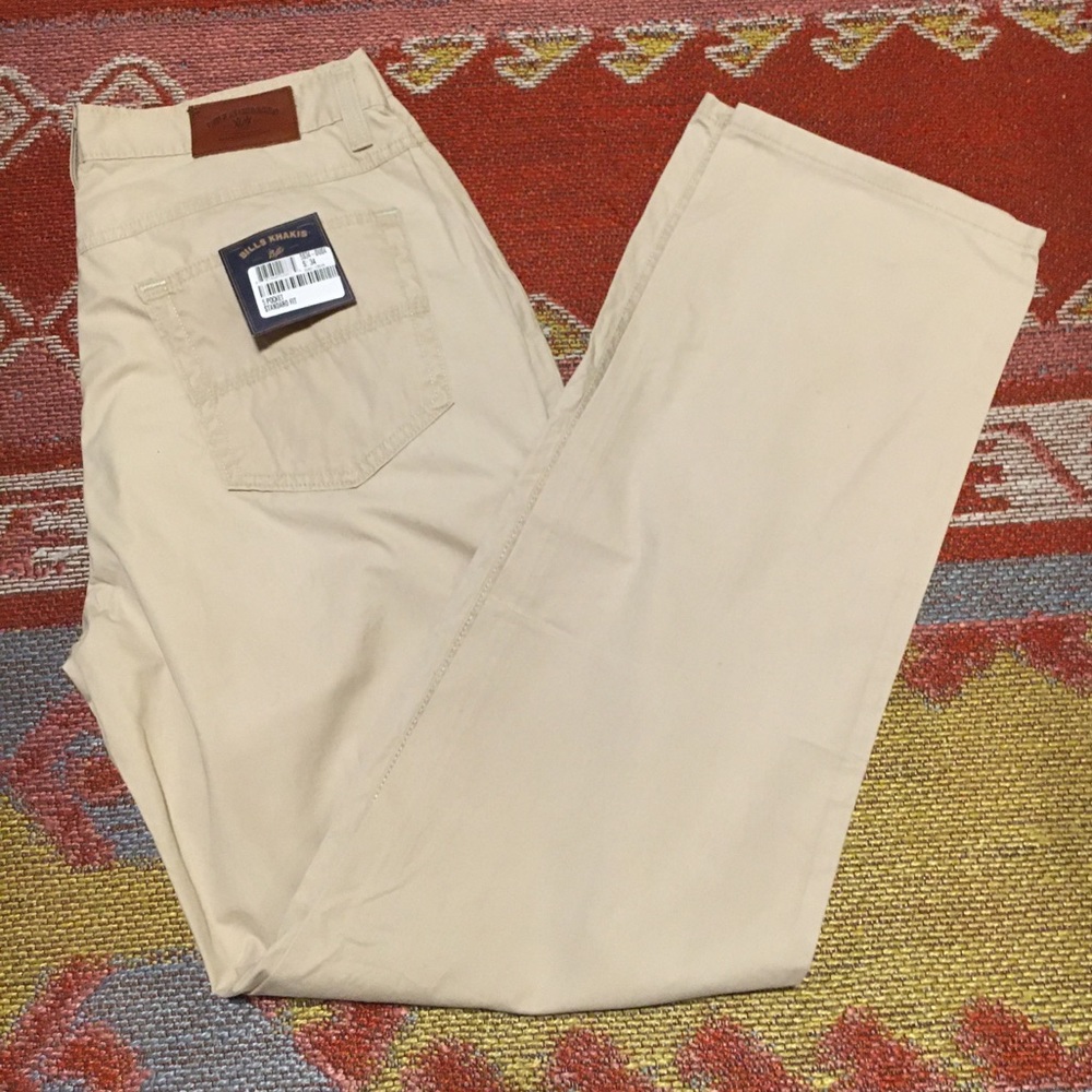 NWT Bill’s Khakis 5-Pocket Tan Pants 34Wx33L